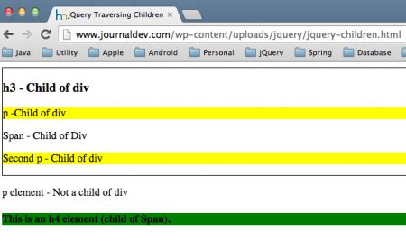 jquery this child|jQuery parent() and children() tree traversal functions example.